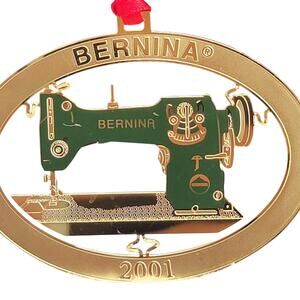 Vintage 2001 Bernina Model 117 Sewing Machine Gold Metal Christmas Ornament